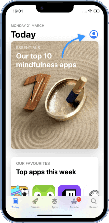 Открытие профиля в AppStore